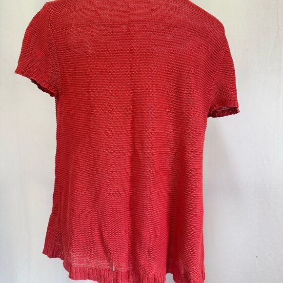 Eileen Fisher Y2K Open Cardigan Sweater Vest 100% Linen Rust Orange M - Picture 5 of 9